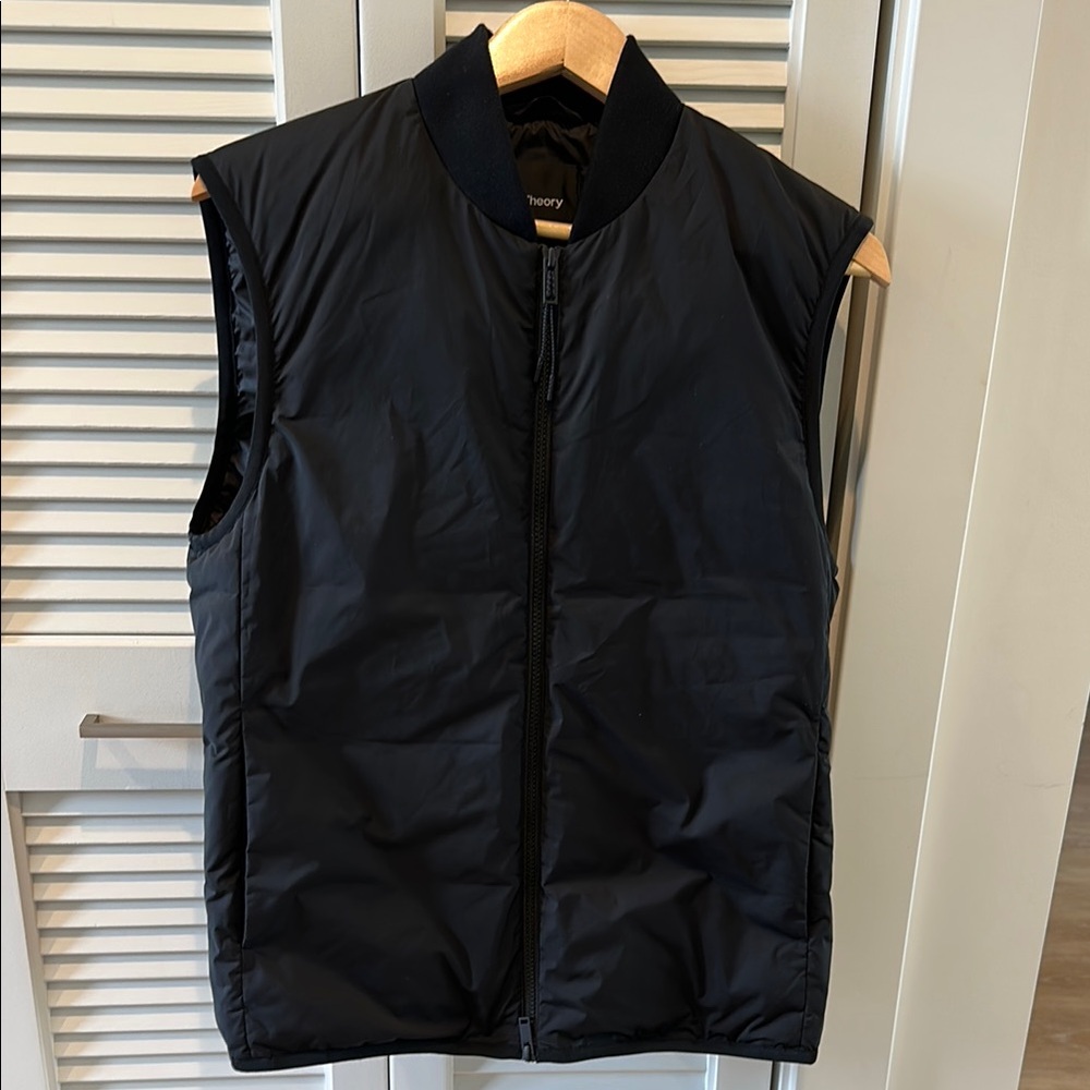 Theory Black Quilted Vest with Stand-Up Collar